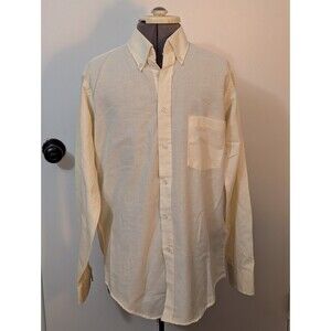 Vintage Manhattan Men's Pastel Yellow Long Sleeve Dress Shirt 15 32/33